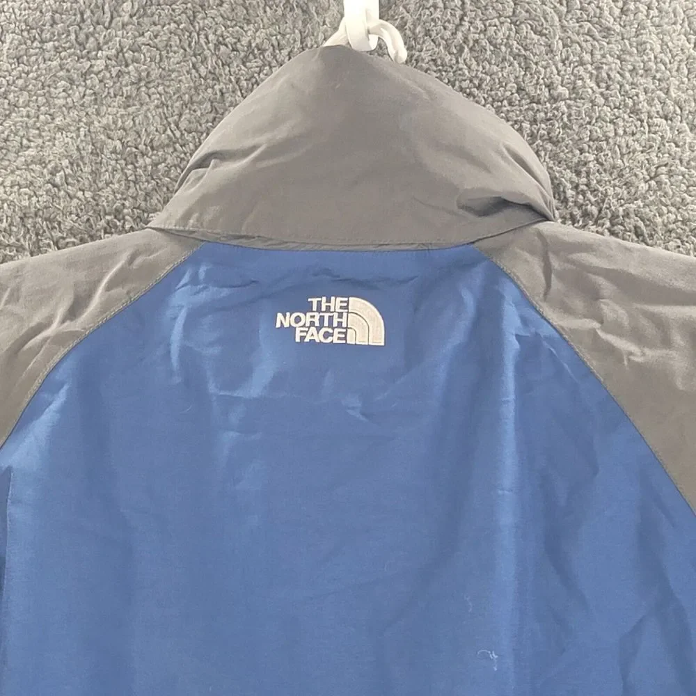 North Face Hyvent Jacket Blue Gray Mens Medium Winter Coat Hoodie Full Zip Nylon